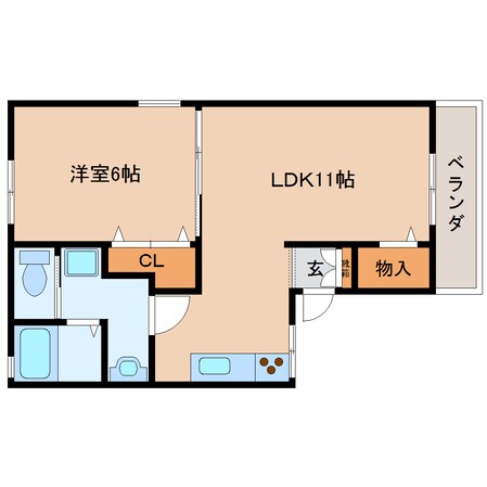 県総合運動場駅 徒歩5分 1階の物件間取画像